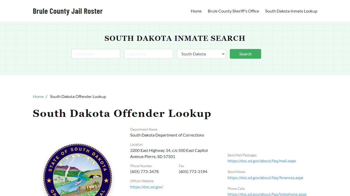 South Dakota Inmate Search, Jail Rosters